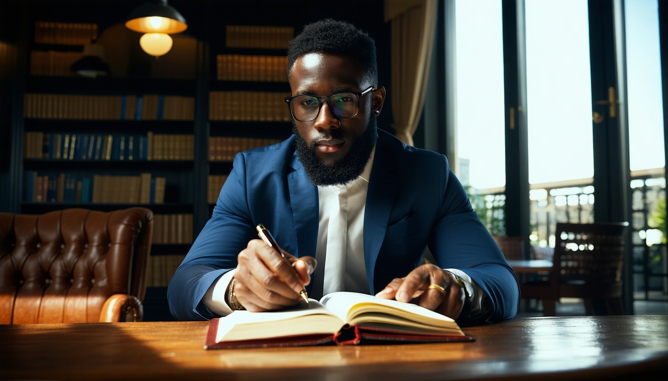 Leader reflecting with a journal and pen